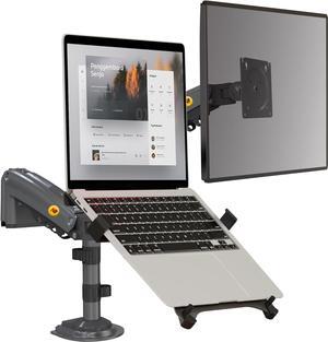NB North Bayou Dual Arm 2 in 1 Combo, Laptop Mount with Adjustable Tray for 10-17notebook, Full Motion monitor Arm with VESA Plate for 17-27 Monitor (Within 4.4~19.8lbs) H180-FP
