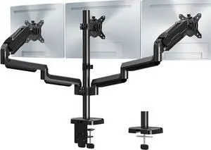 MOUNT PRO Triple Monitor Mount, 3 Monitor Desk Mount for There Screens up to 32 Inch, Full Motion Gas Spring Triple Monitor Stand, Heavy Duty Monitor Arm Hold up to 17.6lbs Each, VESA Mount, Black