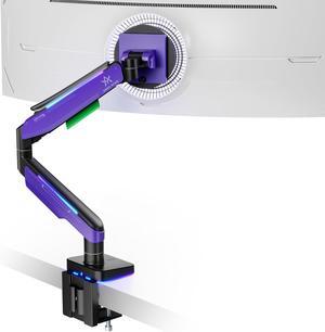 Monitor Mount for 17 to 49 Inch Curved and Ultrawide Monitor, Vesa Mount Support up to 44lbs, Adjustable Gas Spring Clamp and Grommet Desk Mount Monitor Stand, Purple