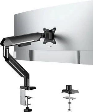 FORGING MOUNT Heavy Duty Single Monitor Arm Stand Fits 17-42" Computer Screen, Adjustable Gas Spring Desk Mount Holds up to 33lbs, Full Motion with Clamp/Grommet Base, VESA Mount 75x75/100x100
