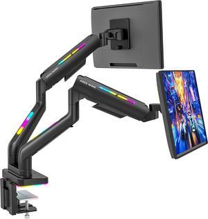 Dual Monitor Stand for 44 Lbs, Fits 17-35 Inch, RGB Gaming 2 Monitor Desk Mount, Adjustable Gas Spring Clamp and Grommet Heavy Duty Dual Monitor Arm Desk Mount with 75/100 Vesa Mount, Black