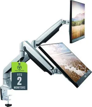 TechOrbits Universal Desk Mount for Dual Monitor - Fits two 13-30" Monitors with Swivel & Clamp