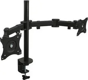 Mount-It! Dual Monitor Mount | Double Monitor Desk Stand Arm | Two Articulating Arms Fit 2 Screens 17 19 20 21 22 24 27 Inch Computer | VESA 75 100 Compatible Displays | C-Clamp Base