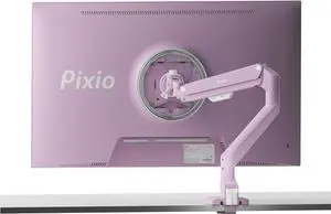 Pixio PS1S Wave Pink Single Monitor Arm Stand Desk Mount - Fits up to 32 inches Monitors and up to 19.8lbs. VESA Compatibility and Integrated Cable Management