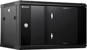 6U Performance Wall Mount Server Cabinet Network Rack Enclosure, Quiet Cooling Fan, Locking Glass Door, Black