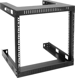 RIVECO 9U Wall Mount Rack for Network  17.7" Deep 2 Post Open Frame Racks Easy Assembly Firm Constructed for Stereo/Server/AV/Home Data Equipment Heavy Duty Black