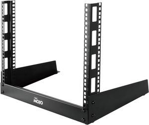 2 Post 8U Desktop Server Rack Small Open Frame Rack for 19in AV/Data/Audio/Studio Equipment Free Standing Home/Office Rack,Square Hole