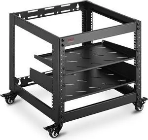 10U Server Rack Network Cabinet - Enclosed Wall Mount Rack includes Mounted Fan, Lockable Door & Hardware | Compatible with 19" Equipment Standard (Black)