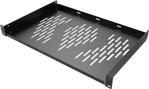 1U Server Rack Shelf, Suitable for 19" Network Equipment Racks and Cabinets, Ventilated Cantilever Tray, Depth of 12 inches, Well-Ventilated (1PCS, black)