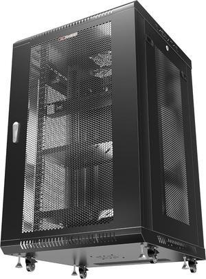 Sysracks - Server Rack - Wall Cabinet - Wall Mount Rack on Casters Locking Network Enclosure with Fans - VENTED Door Audio Rack - Network Rack - 24 Inch Depth AV Cabinet (18U (24" W x24 D x35 H))
