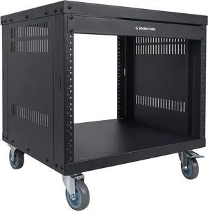 Sound Town 8U Universal Steel Rack, w/ 3" Locking Casters, Vented Side Panels for Audio Video, Server and Network Equipment (STRK-M8U)