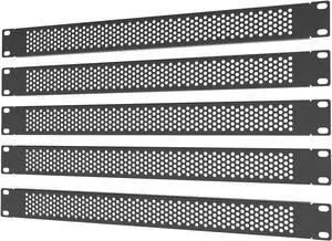 5 Pack 1U Venting Blank Panel - Steel Blank Rack Mount Panel Spacer for 19in Server Rack Cabinet or Enclosure, Black (1UVBP5PC)
