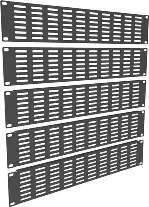 5 Pack of 2U Vented Blank Panel - Steel Blank Rack Mount Panel Spacer for 19in Server Rack Cabinet or Enclosure, Black (2U)