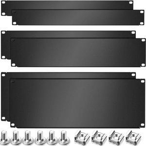 1U,2U,4U Blank Panel Metal Rack Mount Filler Panel Mount Panel Spacer 19 Inches Rack Blanking Panel Kit for Enclosure Server Rack Cabinet Black (6 Pieces)