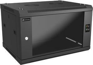 6U Server Rack Wall Mount Rack Enclosure with Temp & Humidity Display,Locking Glass Door,2 Fans,6U Network Cabinet 17.7 Deep,19 Inch Server Cabinet for IT Equipment,A/V Devices
