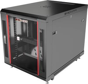 SYSRACKS 12U 35 Inch Depth Server Rack Cabinet Enclosure Fits Server Equipment - Glass Door - Casters - PDU - Cooling Fan - Shelf