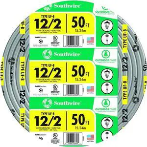 Southwire 13055922 12/2WG UF Wire 50-Foot, Copper