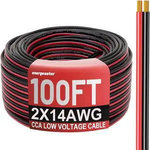 14 Gauge Wire 100FT, 2 Conductors Electrical Wire Red Black Cable, Low Voltage 14 AWG Copper Clad Aluminum Extension Cord for Speaker Wire, LED Wire, Automotive Wire 12V/24V DC