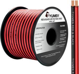 100FT 14/2 Gauge Red Black Cable Hookup Electrical Wire LED Strips Extension Wire 12V/24V DC, 14AWG Flexible Extension Cord for LED Ribbon Lamp Tape Lighting