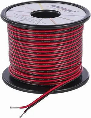 22awg Electrical Wire 100 ft 22 Gauge Led Wire 2 Pin Extension Cable Wire Red Black Wires 12V/24V DC Cable for Led Strips Single Colour