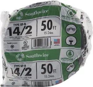 Southwire 13054222 14/2WG UF Wire 50-Foot,Grey