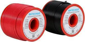 BNTECHGO 22 Gauge PVC 1007 Solid Electric Wire Red and Black Each 100 ft 22 AWG 1007 Hook Up Tinned Copper Wire