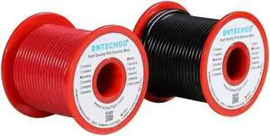 BNTECHGO 20 Gauge PVC 1007 Solid Electric Wire Red and Black Each 50 ft 20 AWG 1007 Hook Up Tinned Copper Wire