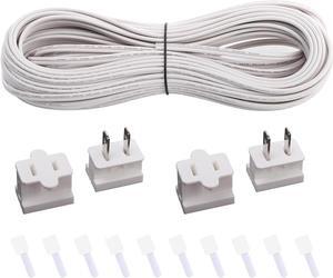 SPT-1 Wire 100FT UL Listed Electrical Wire 18/2 Wire Hookup Extension Cable with 4 Vampire Plugs and 10 Wire Organizers 18AWG 2 Cord Flexible for Residential/Outdoor, White