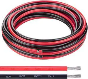6 AWG Electrical Wire - 20FT Red & 20FT Black Tinned Copper Cable for Car Audio Automotive Trailer Marine, PV Wire for Low Voltage LED Light (6AWG 20FT Red + 20FT Black)
