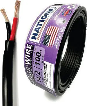 NATIONAL Wire&Cable - 14 Gauge 2 Conductors Premium Electrical Wire - Made in USA - 14 AWG Wire Stranded PVC Cord Copper Cable 100 Ft. Flexible Low Voltage LED Cable Lighting Automotive