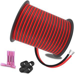 LEADTOPS 18AWG 100ft Extension 2pin Wire 2 Colors Red/Black Cable Tinned Copper, 12/24V DC 18 Gauge Flexible 2 Conductor Hookup Wire Cable for LED Ribbon Lamp Tape Strip Lighting