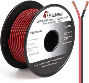 100FT 20/2 Red Black Electrical Wire, Pure Copper Wire 20 Gauge 2pin Wire Low Voltage LED Strips Extension Cord, 20AWG OFC 12V/24V DC Extension Wire for LED Strips Lamp Lighting, Hookup Wire