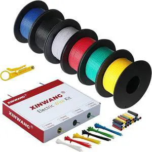 Electrical Wire,18 Gauge Wire,18 awg Wire,18 awg Silicone Wire-XINWANG 18 Gauge Stranded Tinned Copper Wire with Silicone Insulation((OD: 2.3 mm) 6 Colors,16.5ft Each, Hook Up Wire Kit