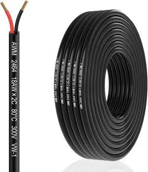 18 Gauge 2 Conductor Electrical Wire 32.8FT, 18 AWG Electrical Wire, Stranded PVC Cord Oxygen Free Copper Wires, Automotive Wire Led Wire for Strips Lamps Lighting