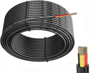 18 Gauge 3 Conductor Electrical Wire - 50ft Stranded PVC Cord Oxygen-Free Copper Cable for Power Cord, Low Voltage LED Cable, LED Strips, Lamps, and Automotive Lighting - 18/3 AWG