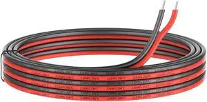 22awg Silicone Electrical Wire 2 Conductor Parallel Wire line 200ft [Black 100ft Red 100ft] 22 Gauge Soft and Flexible Hook Up Oxygen Free Strands Tinned Copper Wire