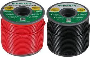 22 Gauge PVC 1007 Solid Electric Wire Red and Black Each 100 ft 22 AWG 1007 Hook Up Wire 300V Solid Tinned Copper Wire