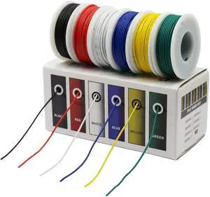 Hook up Stranded Wire Kit 20 Gauge 6 Colors 19.6 feet Each Electrical Wire 20 AWG PVC Wire