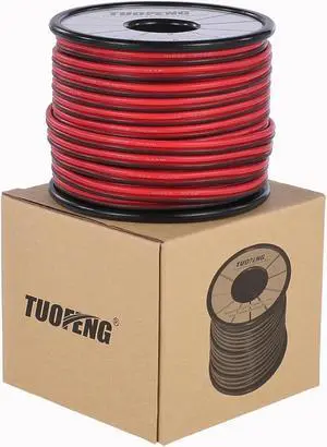 18 AWG Wire Electrical Wires - Flexible Silicone Wire 2 Conductor Parallel Wire (Black 66ft Red 66ft) Stranded Wire Electronic Hook up Wire