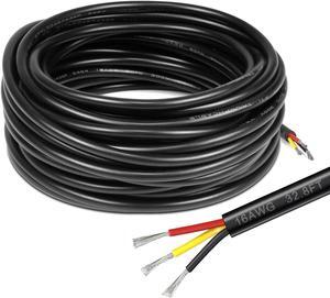 16 Gauge 3 Conductor Electrical Wire, 32.8FT Black Stranded Low Voltage 16/3 Cable PVC Case, 16 AWG Tinned Copper 3 Wire Cable, Flexible Extension Power Cord for LED Lamp Lighting Automotive