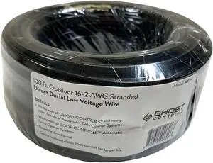 Ghost Controls AXLV 100' 16 AWG Wire, 2-Conductor (Color Coded), Stranded, Direct Burial, Low Voltage Wire for Gate Openers or Solar Power