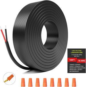 16 Gauge Wire 2 Conductor Electrical Wire, Low Voltage Landscape Wire Stranded PVC Cord, 12V/Oxygen-Free Tinned Copper/16/2 Wire for Automotive Wire LED Strips Lamp Lighting Marine (100FT-30M)