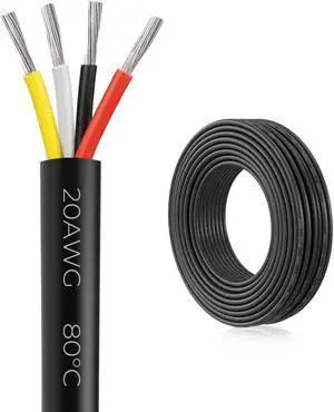 FIRMERST 20 Gauge 4 Conductor Insulated Electrical Wire for LED Lights 100FT