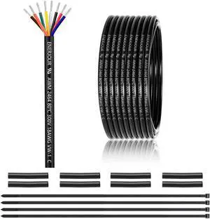 18 Gauge 8 Conductor Electrical Wire 25FT, UL 2464 18 AWG 8 Wire Cable Tinned Copper Stranded 18/8 Way Wire for Automotive Trailer Wire, Lighting, Solar Panel Cable, Extension Cable, Speaker etc.