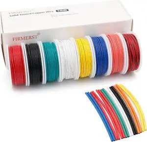 FIRMERST 22 Gauge 30 Feet Solid Core Tinned Copper Hook up Wire Kit - 8 Colors