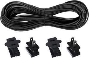 18#SPT-1 50FT Electrical Wire Low Voltage 18 Gauge 2-Conductor UL Listed Flexible Landscape Lighting Wire Outdoor Direct Burial Extension Cord of Copper Strands with 4 Vampire Plugs, Black