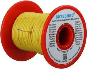 BNTECHGO 20 Gauge Silicone Wire Spool 100 ft Yellow Flexible 20 AWG Stranded Tinned Copper Wire
