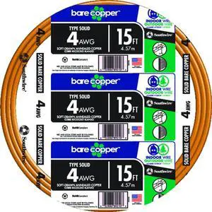 Southwire 15 ft. 4-Gauge Solid SD Bare Copper Grounding Wire