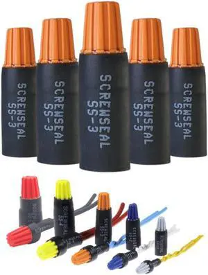 Waterproof Wire Connectors SS3 Orange 30pcs AWG 22-14, Safe Electrical Wire Connectors for Outdoor Landscape Lighting Wire.