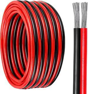 10 Gauge Wire 2 Conductor Tinned Copper Cable, Flexible 10 AWG Marine Wire for Solar Panel, LED Strip, Boat, Automotive, Trailer and Speaker (10 Gauge 20FT)
